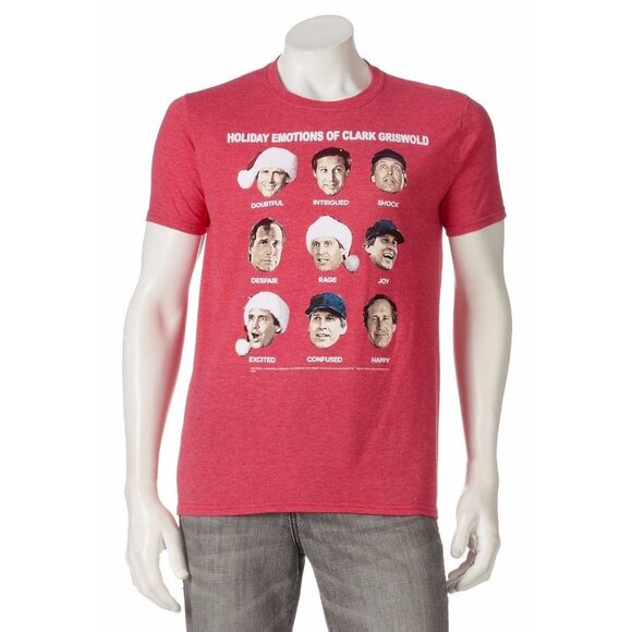 New! National Lampoon's Christmas Vacation Movie T-Shirt Clark Griswold Emotions - Picture 1 of 2